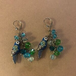 Betsey Johnson Blue and Green Parrot Earrings